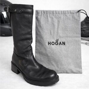Hogan Women’s Black Leather High Boots